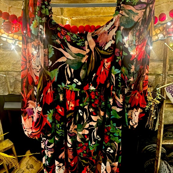 Women's Floral-Print Chiffon Empire-Waist Dress SIZE 16 - Picture 5 of 6
